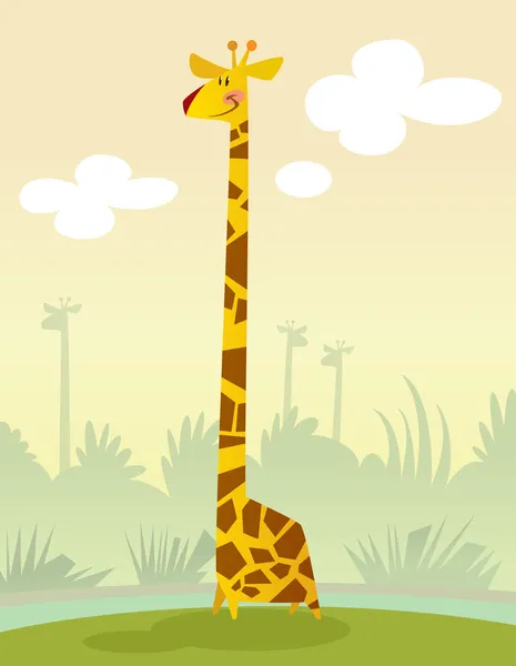 Lachende cartoon giraffe — Stockvector