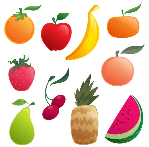 Shinny frutas de dibujos animados — Vector de stock