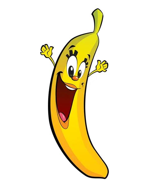 Glückliche Comic-Bananenfigur — Stockfoto