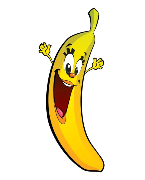 Personagem de banana feliz desenhos animados — Fotografia de Stock