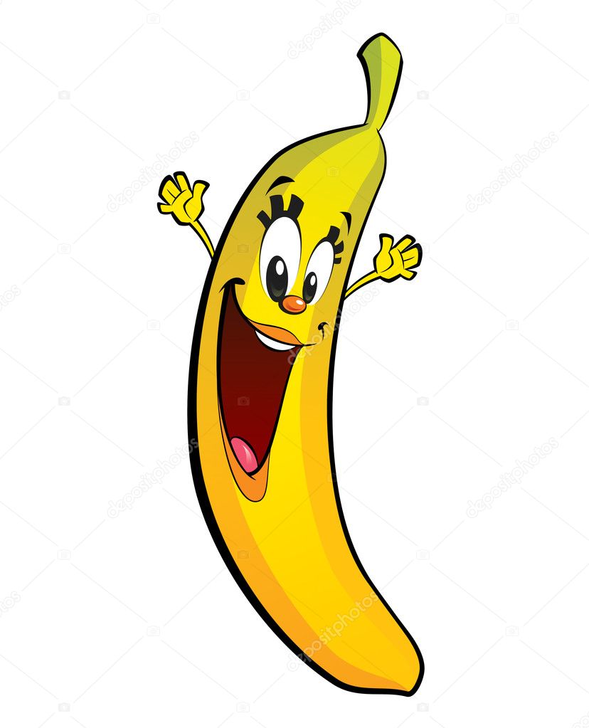 Happy cartoon banana character
