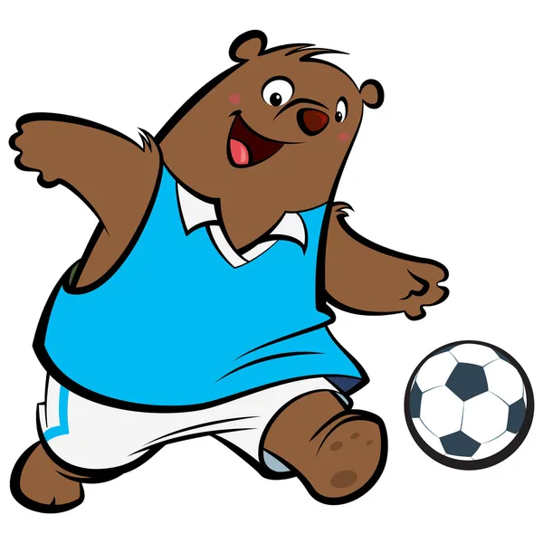 Bande dessinée ours footballeur — Image vectorielle