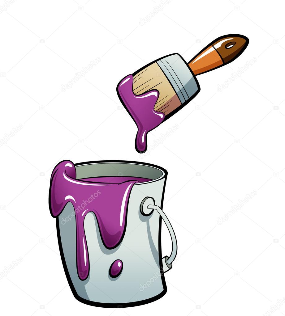 Cartoon purple color paint in a paint bucket painting with paint Stock  Photo by ©ThodorisTibilis 24259765