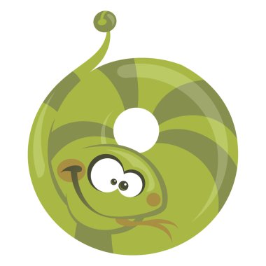 Number 0 cartoon funny snake clipart
