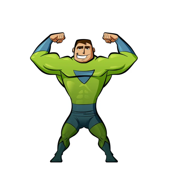 緑のスーツのスーパー ヒーロー — ストック写真