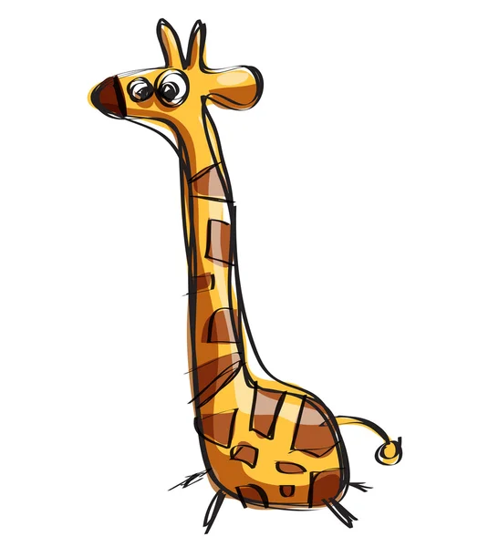 Cartoon baby giraffa in un ingenuo stile di disegno infantile — Vettoriale Stock