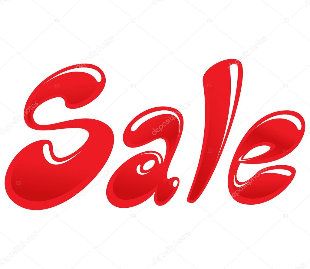 Sale icon with red cartoon text