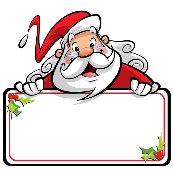 Happy smiling Santa Claus cartoon character presenting message o — Stock Photo, Image