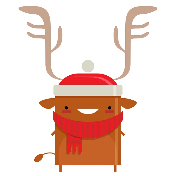 Feliz simple sonriente personaje de dibujos animados de renos de Santa Claus — Vector de stock