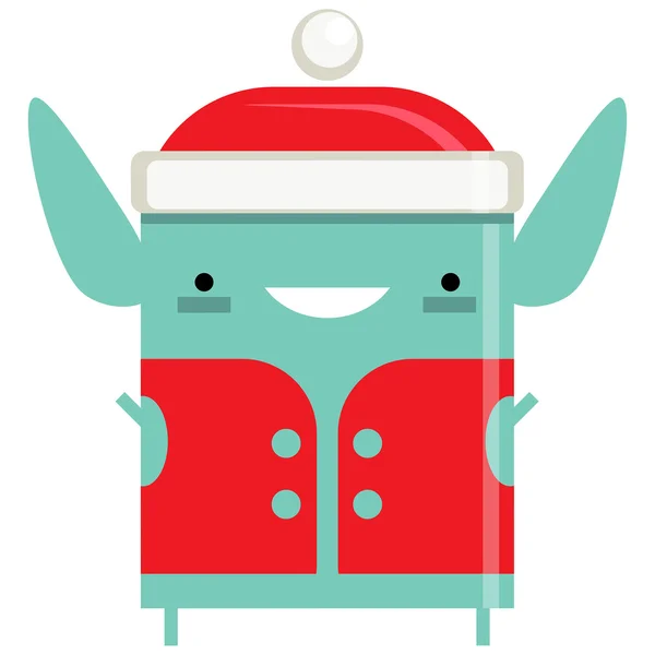 Happy simple smiling Elf Santa Claus cartoon character — Stock Vector