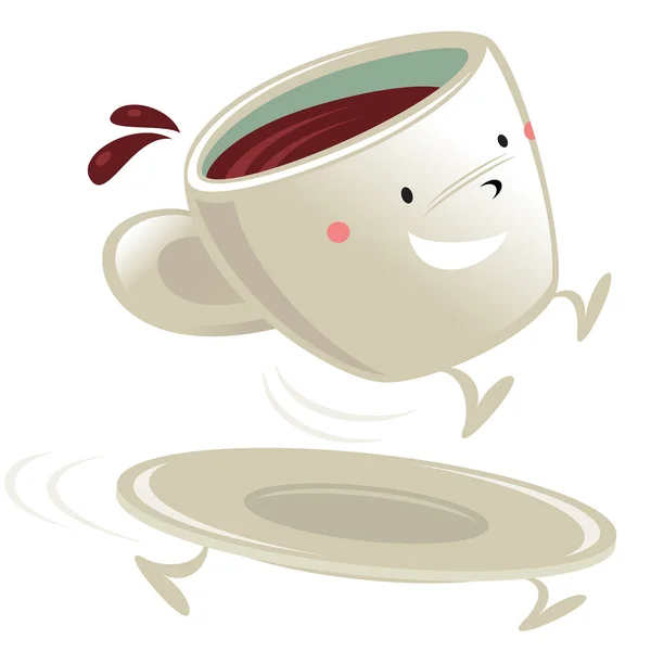 Xícara de café personagem dos desenhos animados —  Vetores de Stock