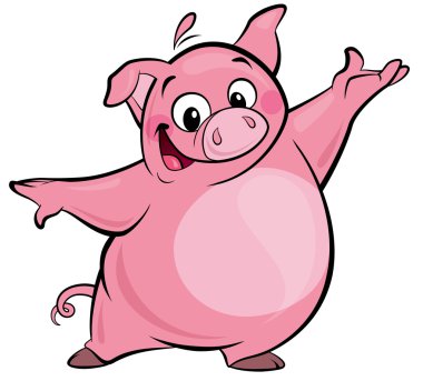 çizgi film karakteri mutlu sevimli pembe pig sunulması