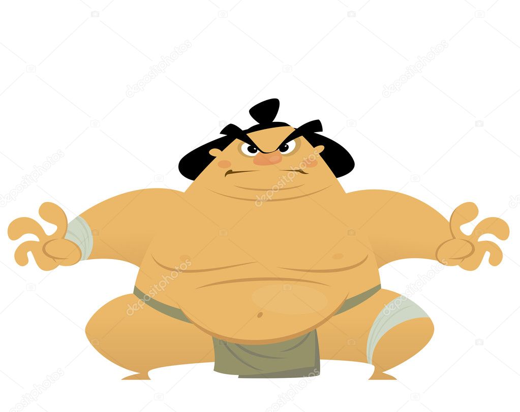 Huge cartoon angry sumo wrestler