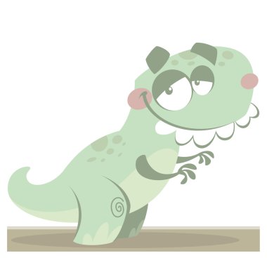 karikatür komik yeşil dinozor tyrannosaurus rex