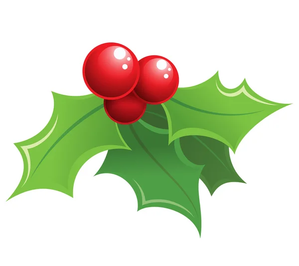 Cartone animato lucido Natale agrifoglio ornamento decorativo — Vettoriale Stock