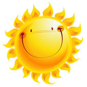 šťastný žlutá usmívá slunce kreslená postavička