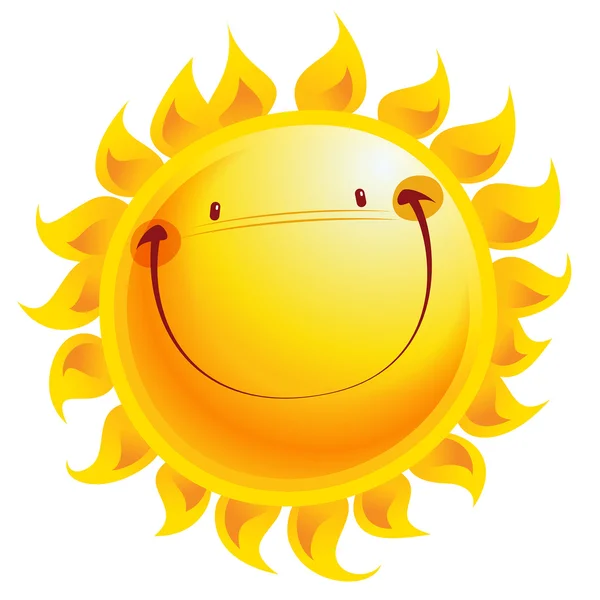 Κίτρινου χαρούμενος που χαμογελά ήλιο χαρακτήρα κινουμένων σχεδίων — Διανυσματικό Αρχείο