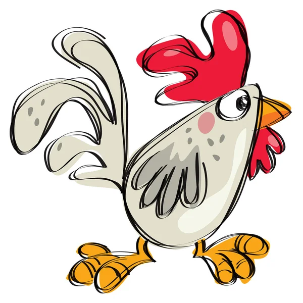 Cartoon baby gallo ingenuo stile di disegno infantile isolato bianco — Vettoriale Stock