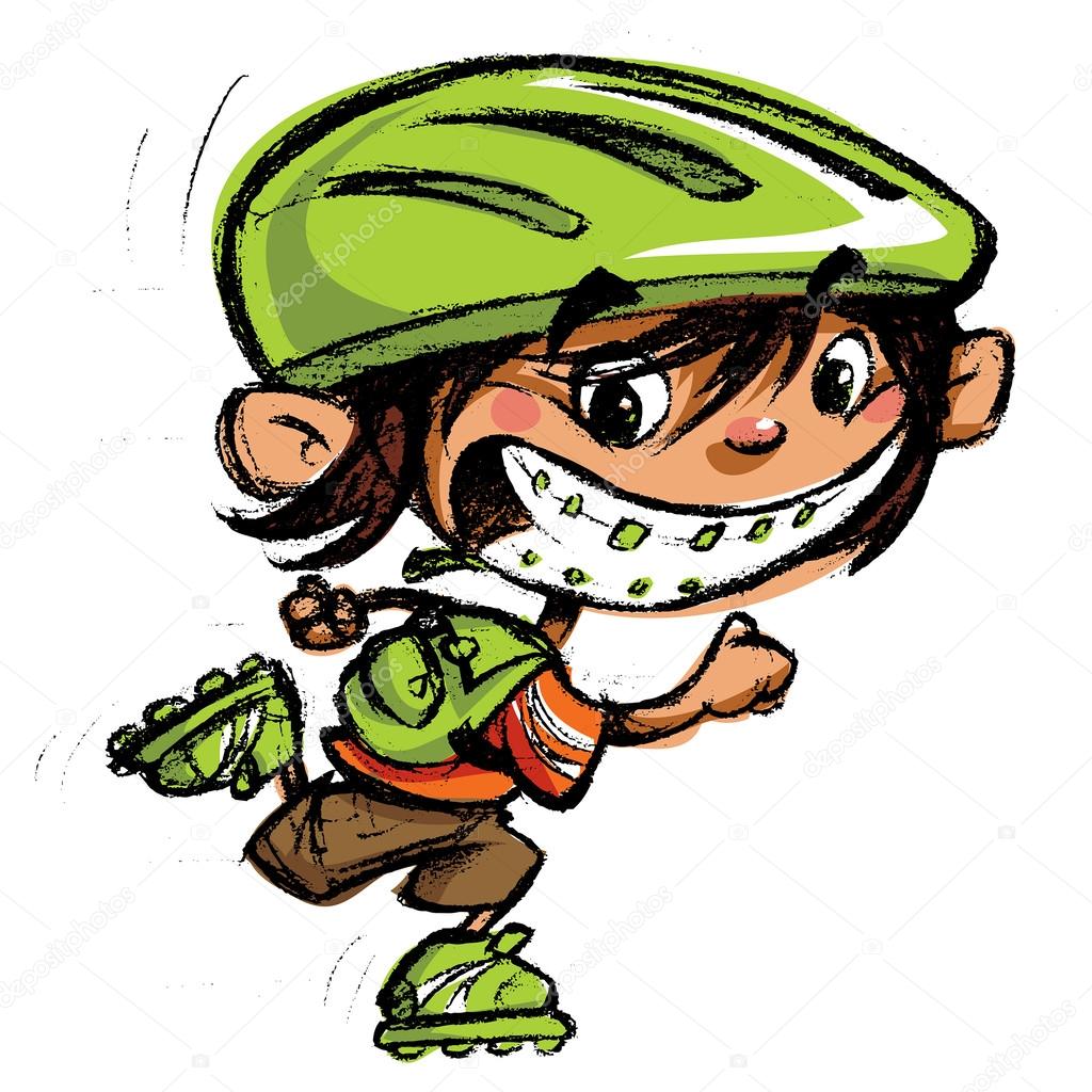 Cartoon happy boy crazy braces smiling skating with roller blade Stock  Vector Image by ©ThodorisTibilis #46496567