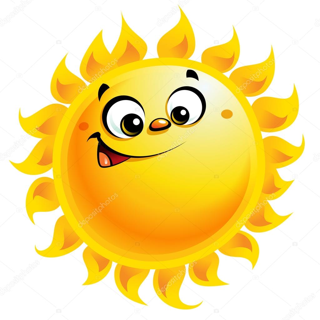 Feliz Personaje De Dibujos Animados Sol Amarillo Sonriendo Vector