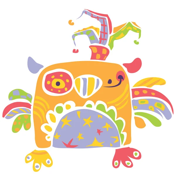 Färgglada glad söt little owl design i kids ritning stil — Stock vektor