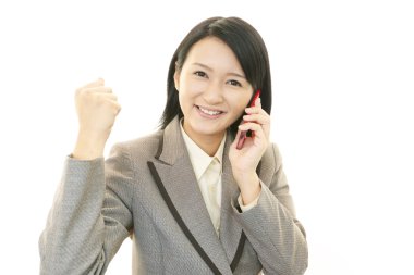 ofis çalışanı ile akıllı telefon