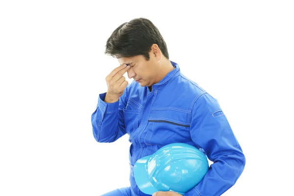 Cansado e estressado Trabalhador asiático — Fotografia de Stock