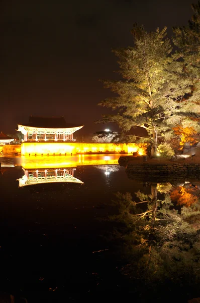 Nacht im Anapji-Teich, gyeongju, Südkorea — Stockfoto