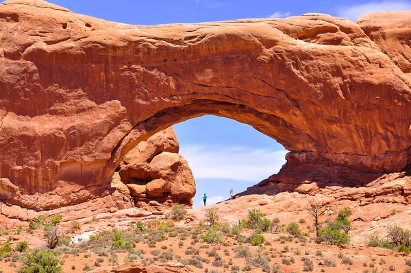 Északi ablak arch arches nemzeti park, utah, Amerikai Egyesült Államok — Stock Fotó