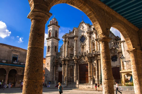 Havana Katedrali, Küba'da gün batımı. Stok Fotoğraf