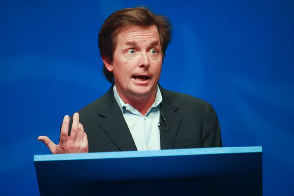 Actor Michael J. Fox delivers an address to IBM Lotusphere 2012 conference — Stock Photo, Image