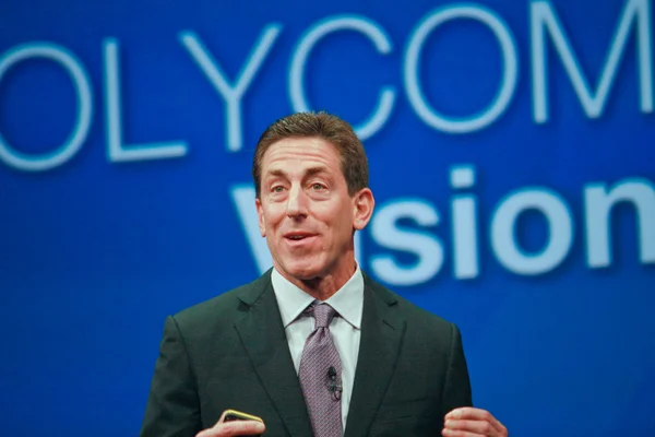 Polycom CEO - Andrew M. Miller delivers an address to IBM Lotusphere 2012 conference — Stock Photo, Image