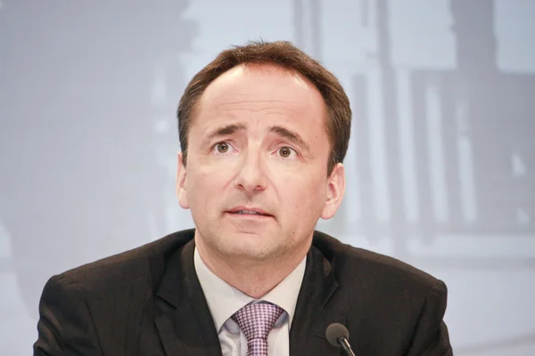 Jim Hagemann Snabe em evento de imprensa pública no CeBIT — Fotografia de Stock