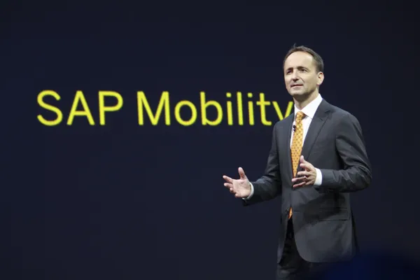 SAP AG CEO Jim Hagemann Snabe makes speech at Sapphire Now and TechEd conference in Feria De Madrid center — Stock Photo, Image