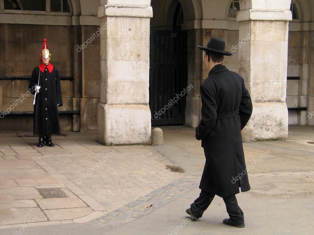Two young people member of the Household Cavalry on duty and