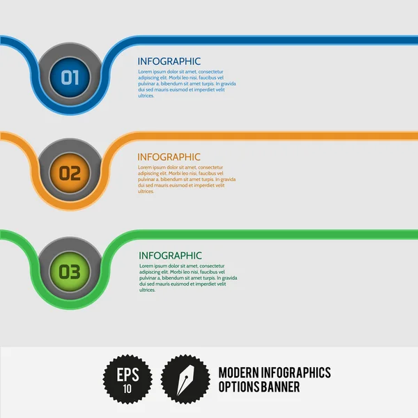 Bannière moderne d'options de flux de travail de ruban — Image vectorielle