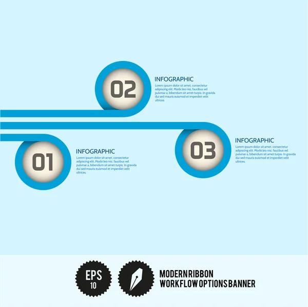 Bannière moderne d'options de flux de travail de ruban — Image vectorielle