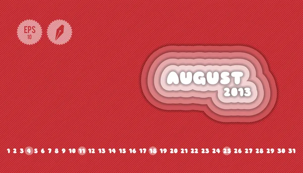 Retro agosto 2013 Calendario — Vector de stock