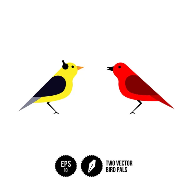 Dois Vector Bird Pals — Vetor de Stock