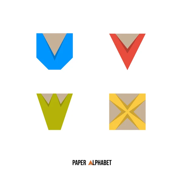 U v w x - papier alfabet — Stockvector