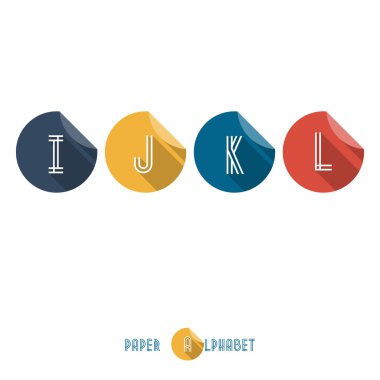 Ben j k l - düz tasarım kağıdı düğme alfabesi