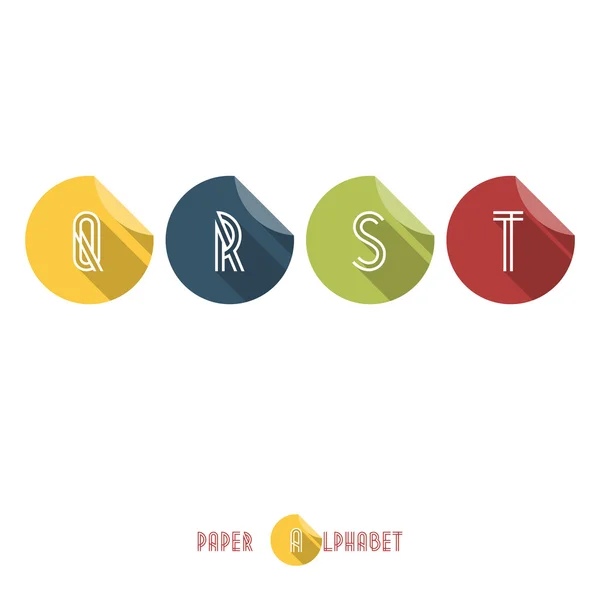 Q r s t - Papiertastenalphabet mit flachem Design — Stockvektor