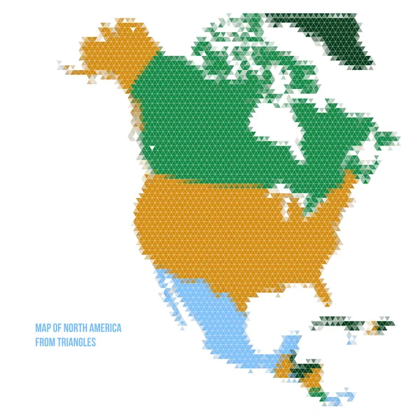 Mapa da América do Norte de Triângulos — Vetor de Stock