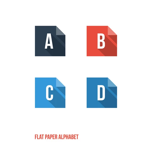 Een b c d - plat ontwerp papier knop alfabet — Stockvector