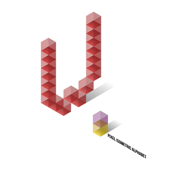 W - Alfabeto isometrico pixel — Vettoriale Stock