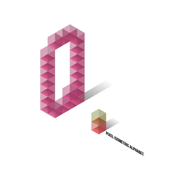 Q - pixel ισομετρική αλφάβητο — Διανυσματικό Αρχείο