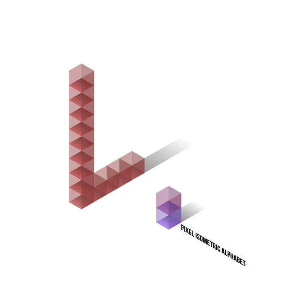 L - Pixel Isometric Alphabet — Stock Vector