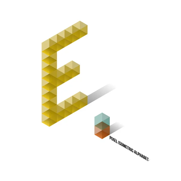 E - Alphabet isométrique pixel — Image vectorielle