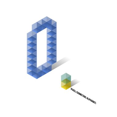 o - pixel izometrik alfabesi