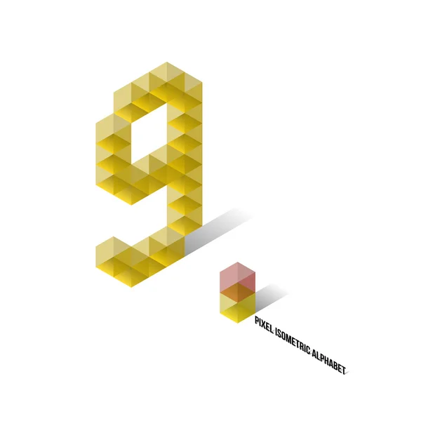 9 - Изометрический алфавит пикселей - Числа — стоковый вектор